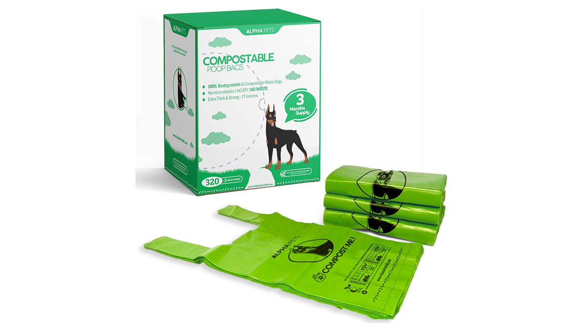 Compostable dog poo bags with handles