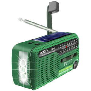 An outdoor camping radio for deterring foxes