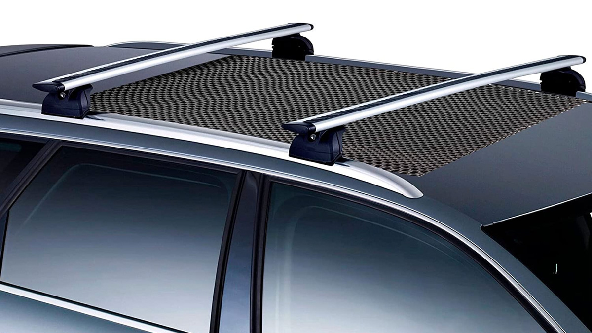 A non-slip PVC roof mat designed to proect the car roof from damage